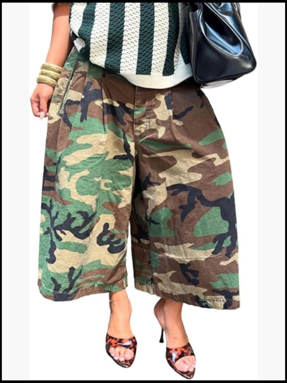 Baggy Cargo Jeans Camo Army Fatigue Wide Leg Harem Cropped Denim Pants Plus Size
